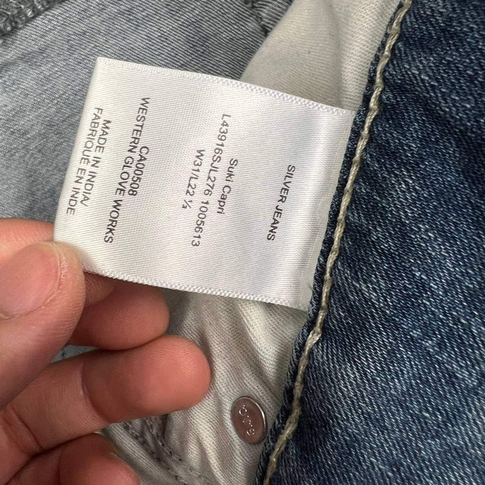 Silver Jeans Co Suki Capri Blue Denim Jeans W31 L22.5 Pockets Outdoor - Picture 8 of 10